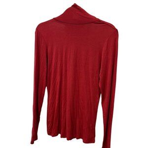 white + warren brick red fine knit turtleneck GORGEOUS L